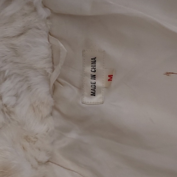 Vintage Rabbit Fur Short Jacket Dyed White Brown Completely Lined - Picture 7 of 16